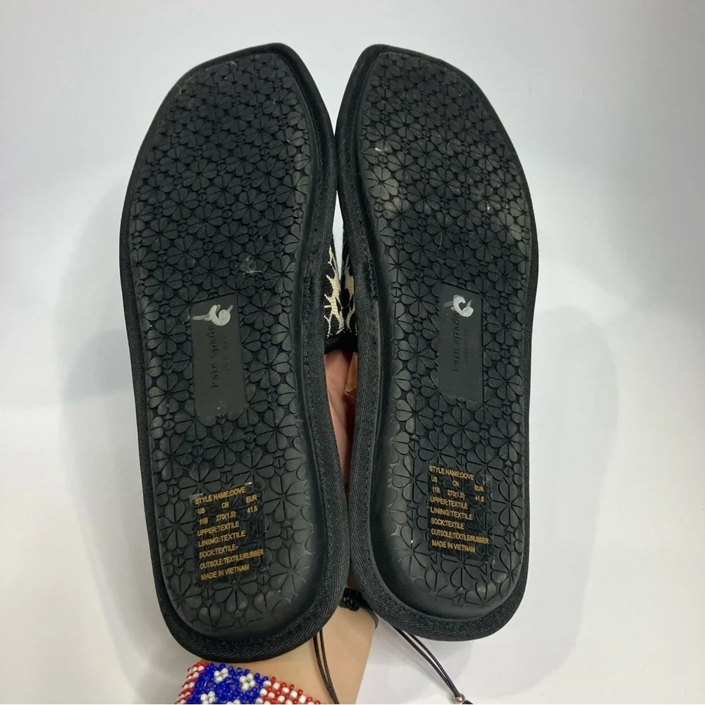 Kate Spade flower jacquard dove slippers women’s size 11 tan black luxury casual